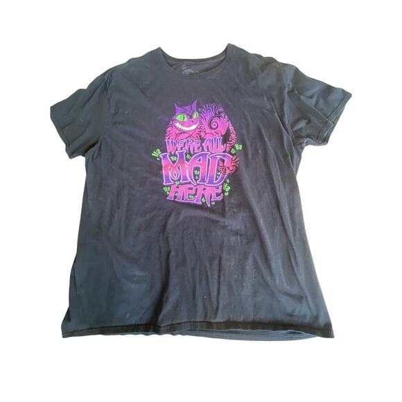 Graphic T-shirt We’re All Mad Here Cheshire Cat 2XL Ha Ha Ha! - Picture 1 of 3